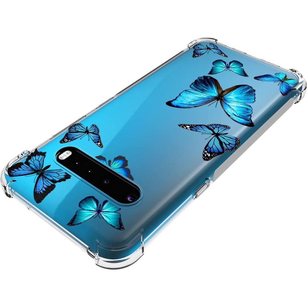 Funda Protectora LG V60 ThinQ 5G TPU Mariposa Azul Ultra Delgado