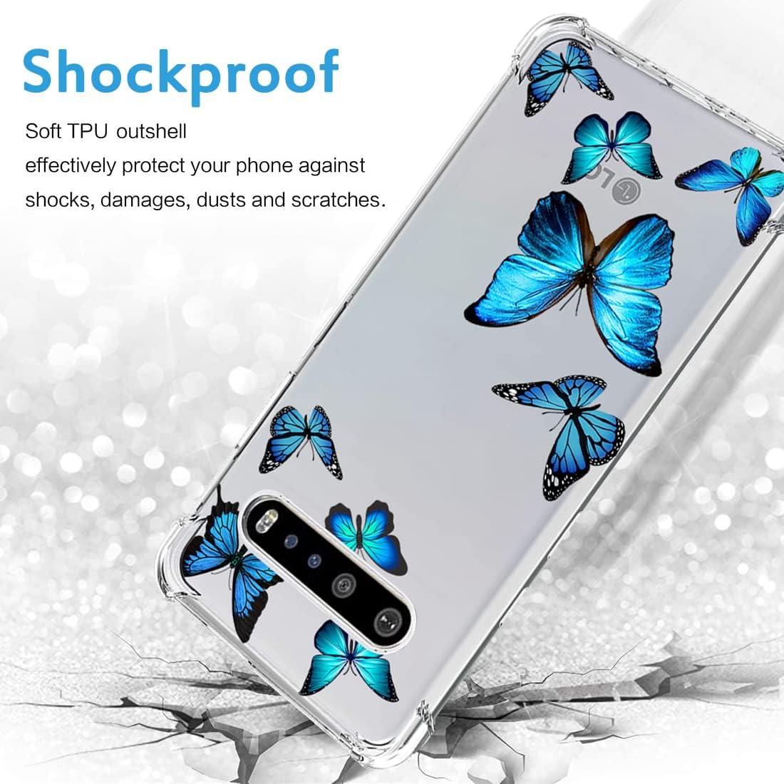 Funda Protectora LG V60 ThinQ 5G TPU Mariposa Azul Ultra Delgado