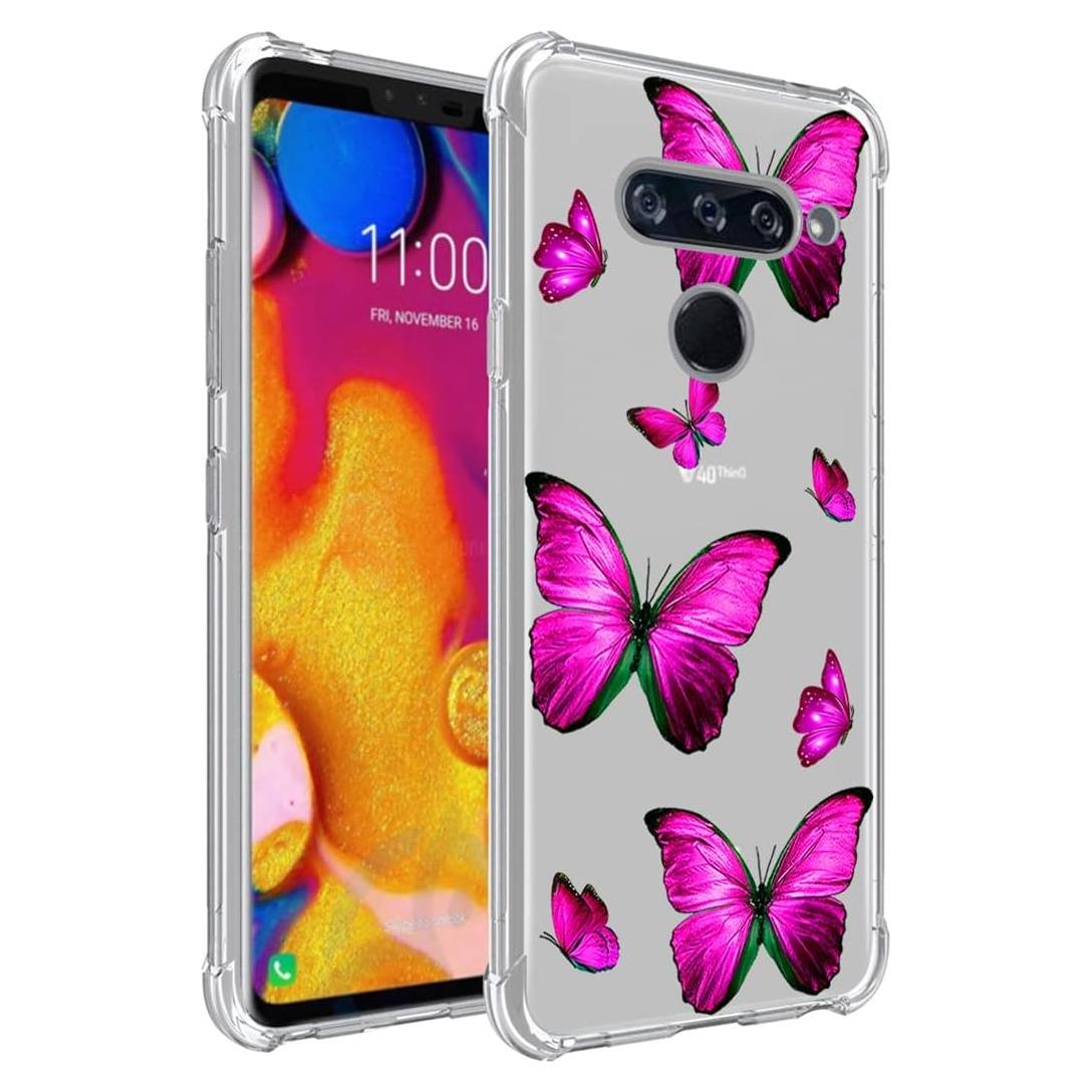 Funda Bumper TPU LG V40 ThinQ 6.4" Mariposa Rosa