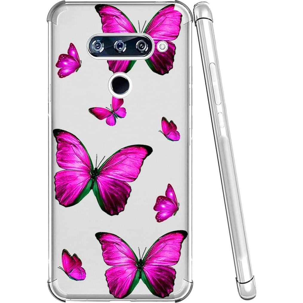 Funda Bumper TPU LG V40 ThinQ 6.4" Mariposa Rosa