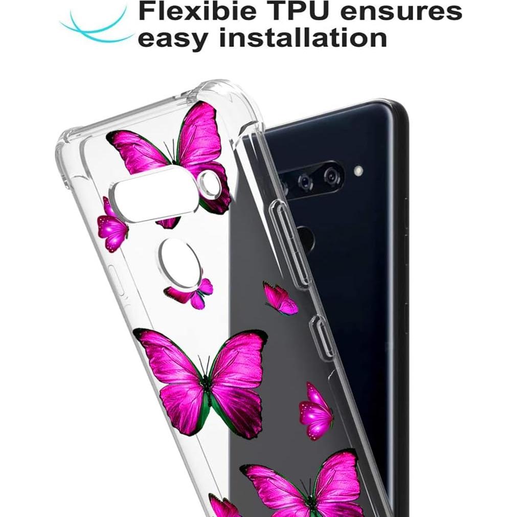 Funda Bumper TPU LG V40 ThinQ 6.4" Mariposa Rosa