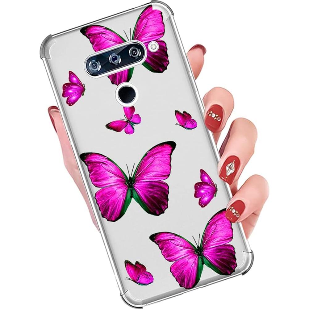 Funda Bumper TPU LG V40 ThinQ 6.4" Mariposa Rosa