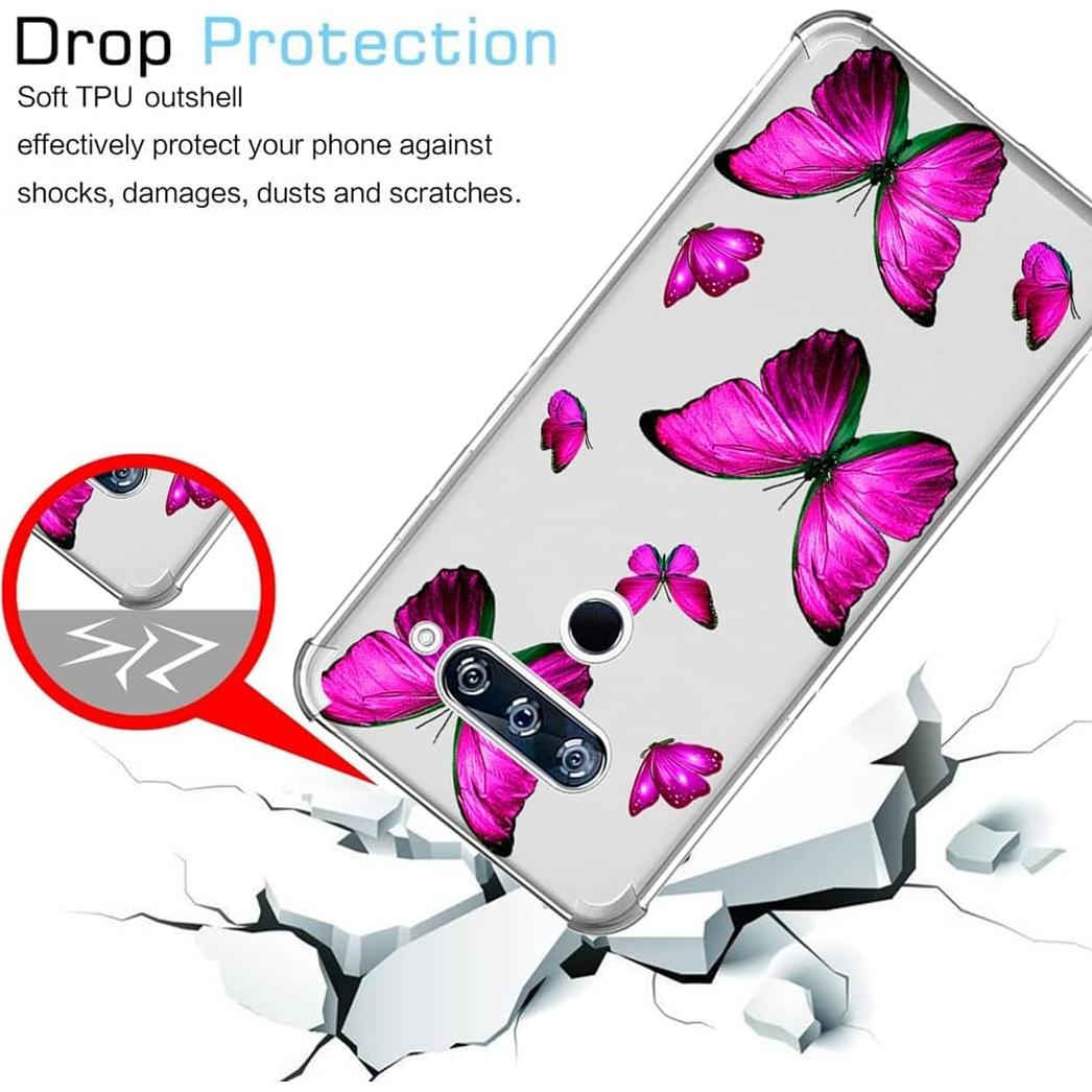 Funda Bumper TPU LG V40 ThinQ 6.4" Mariposa Rosa