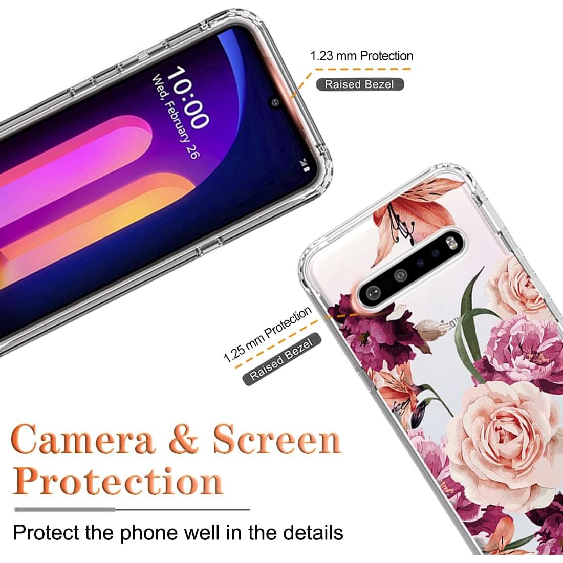 Funda Bumper LG V60 ThinQ 5G con Protector de Pantalla Floral