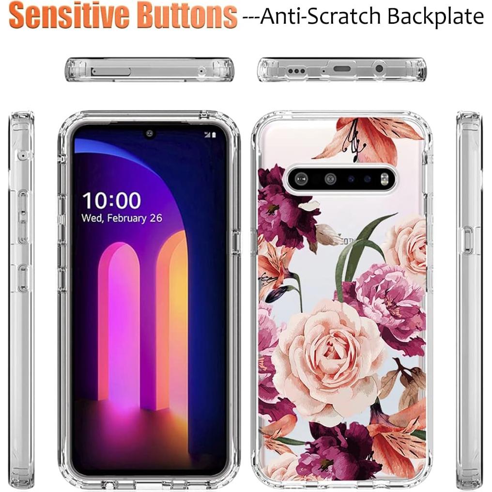 Funda Bumper LG V60 ThinQ 5G con Protector de Pantalla Floral