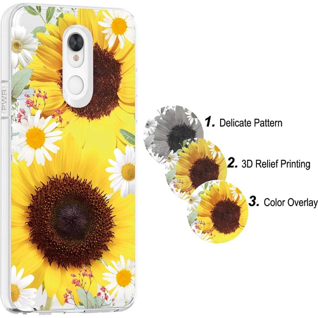 Funda TPU Transparente Floral para LG K40/K12 Plus - Girasol