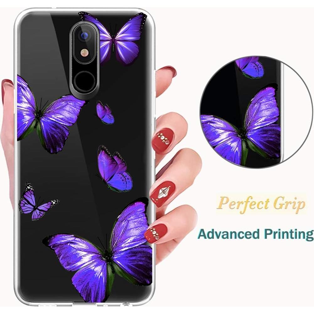 Funda TPU Mariposa Púrpura para LG Stylo 5/5X/5V/5 Plus