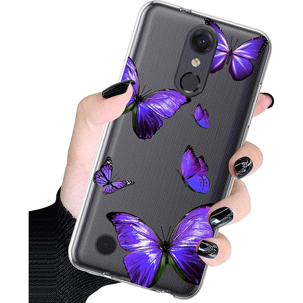 Funda Transparente TPU para LG Aristo 2/3 y Fortuna 2 - Mariposa Púrpura