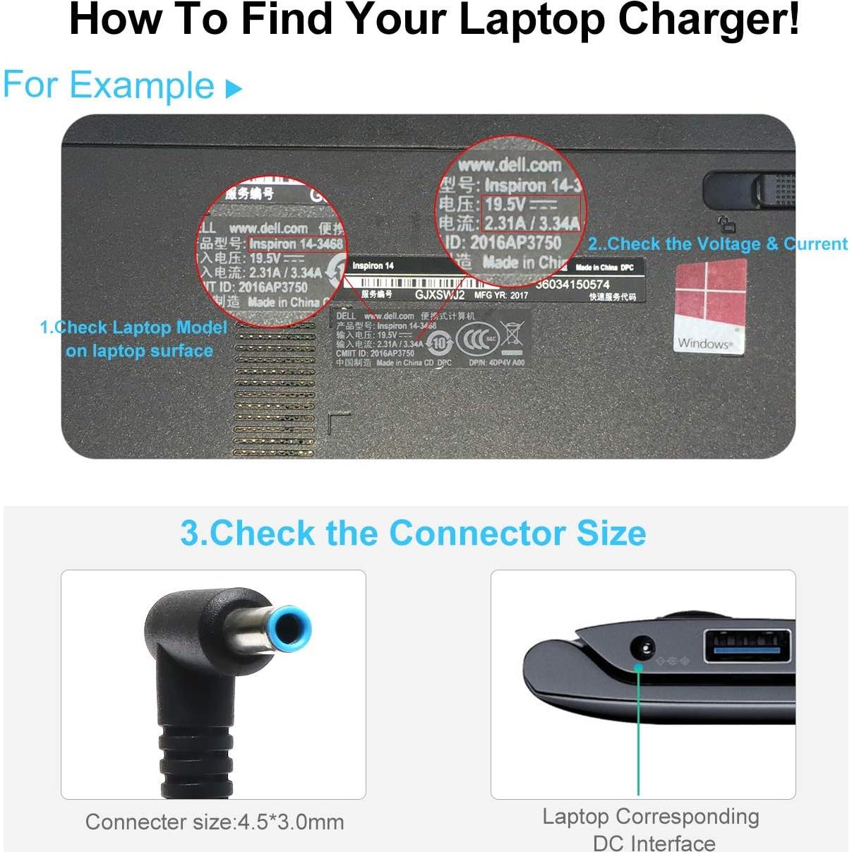 Cargador de Laptop 65W HP EliteBook ProBook 19.5V 3.33A