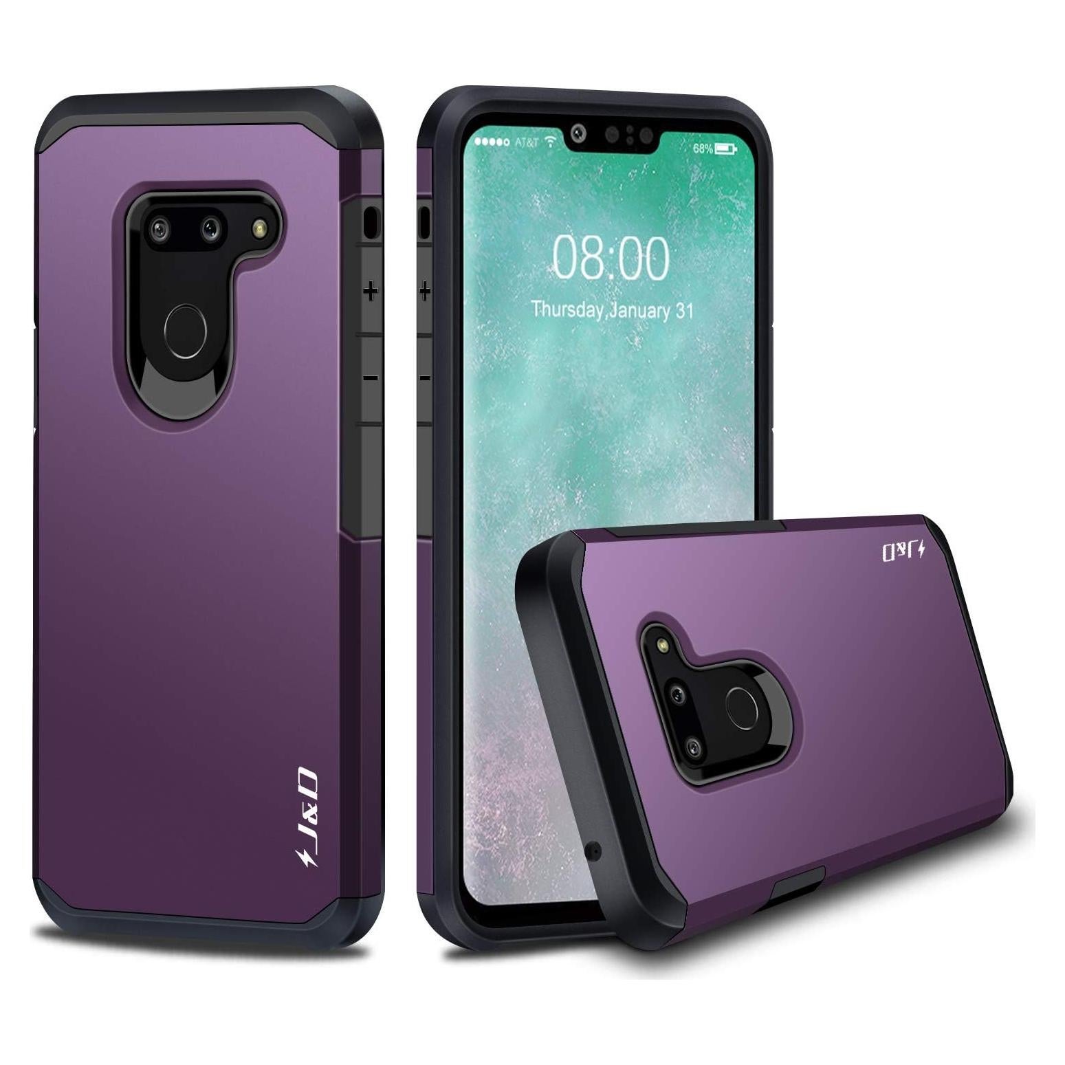 Funda Bumper Híbrida J&D para LG G8 ThinQ - Resistente a Golpes - Púrpura
