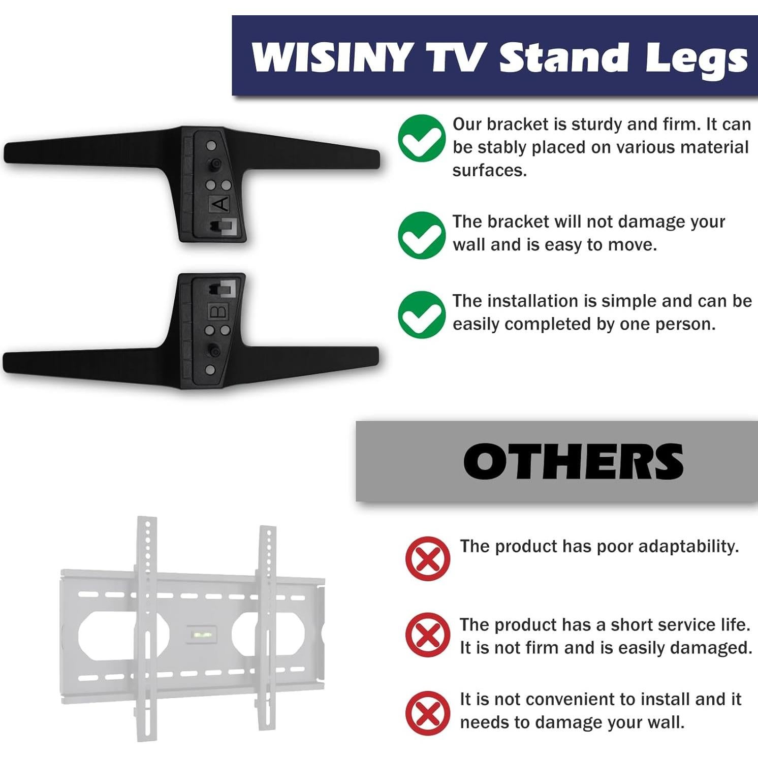 Patas de Soporte para TV LG 60-65 Pulgadas WISINY ABS