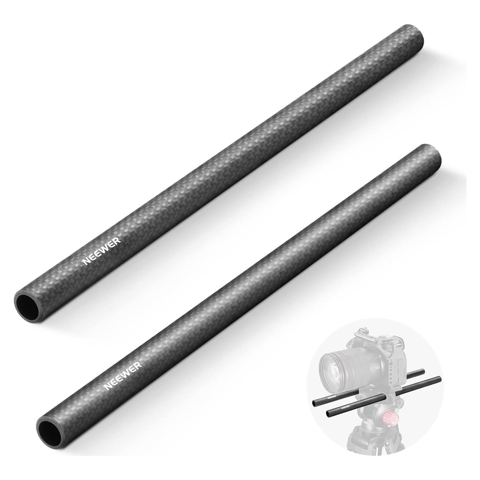 Varillas de Fibra de Carbono NEEWER 15mm Paquete de 2 - 30cm