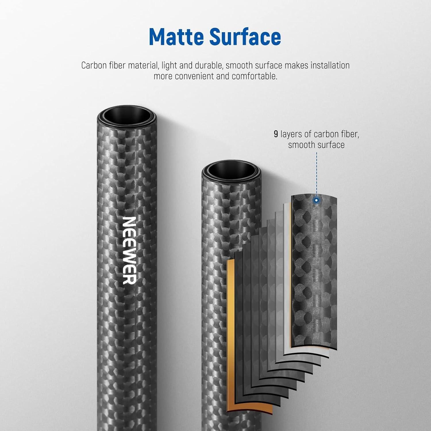 Varillas de Fibra de Carbono NEEWER 15mm Paquete de 2 - 30cm