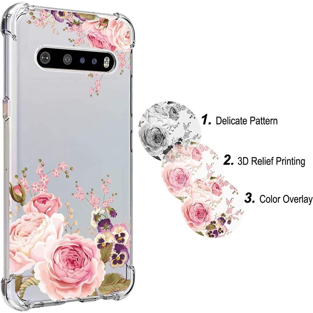 Funda protectora TPU para LG V60 ThinQ 5G - Floral Rosa