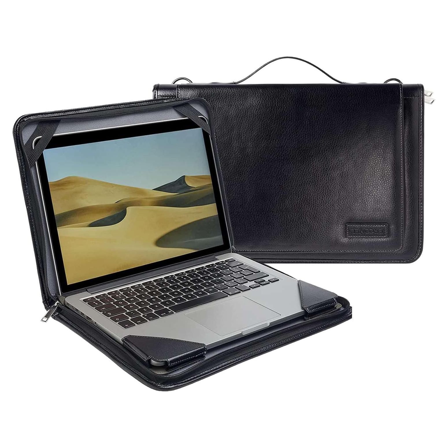 Funda de Mensajero de Cuero Negro Broonel para Laptop 17"