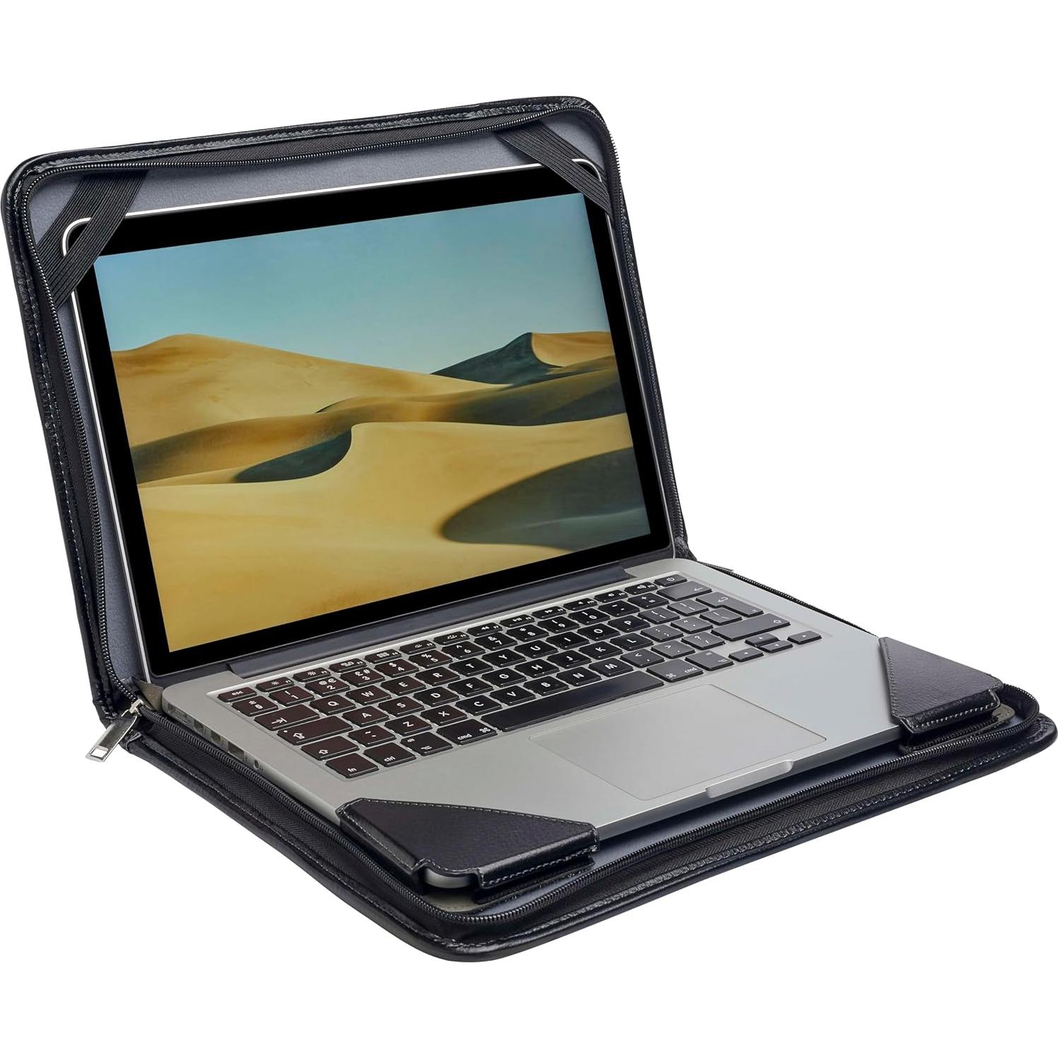 Funda de Mensajero de Cuero Negro Broonel para Laptop 17"