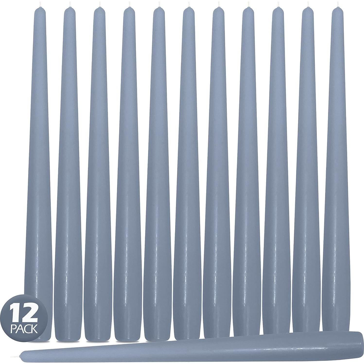 Velas Taper Sin Aroma Hyoola 25.4 cm Gris Azul Paquete 12