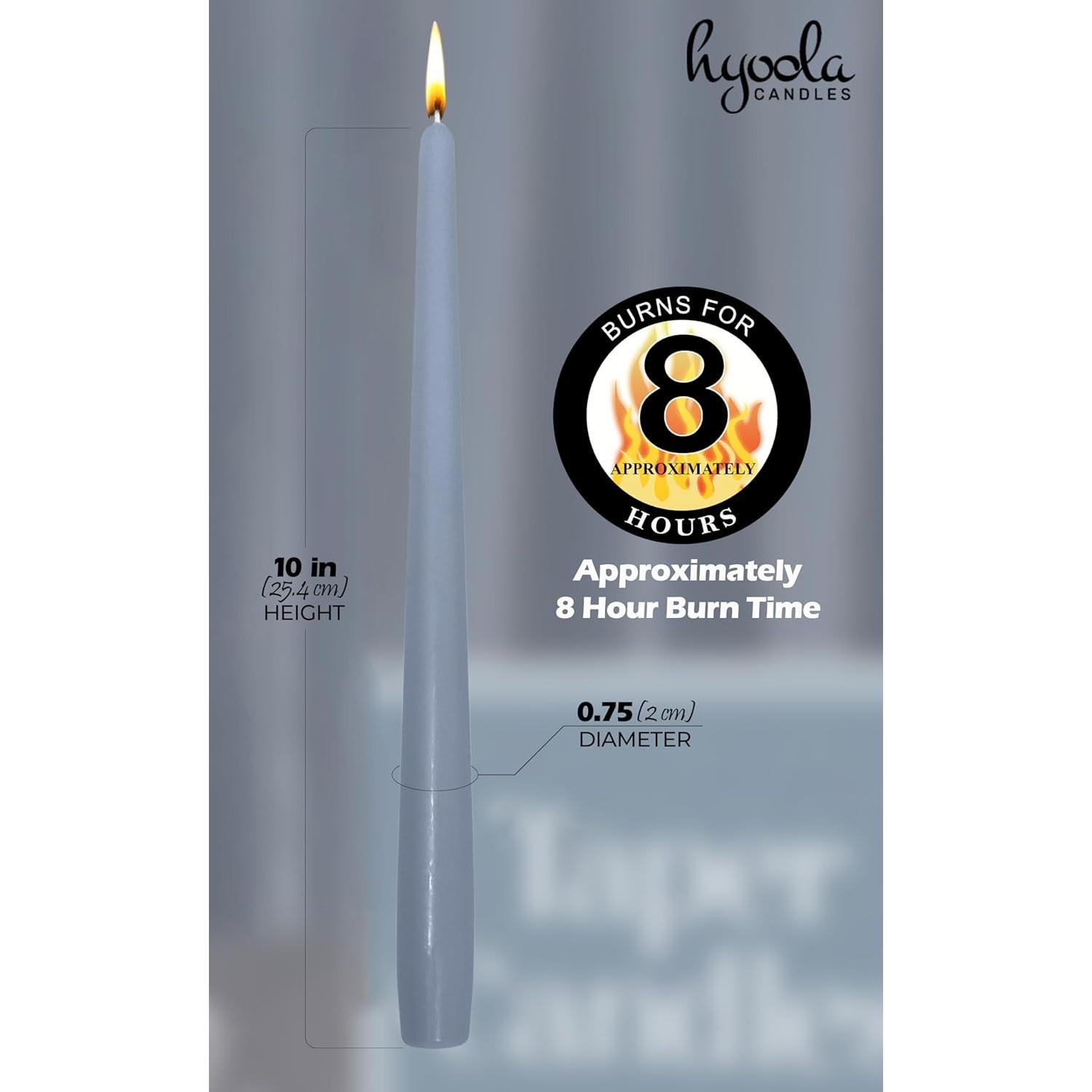 Velas Taper Sin Aroma Hyoola 25.4 cm Gris Azul Paquete 12