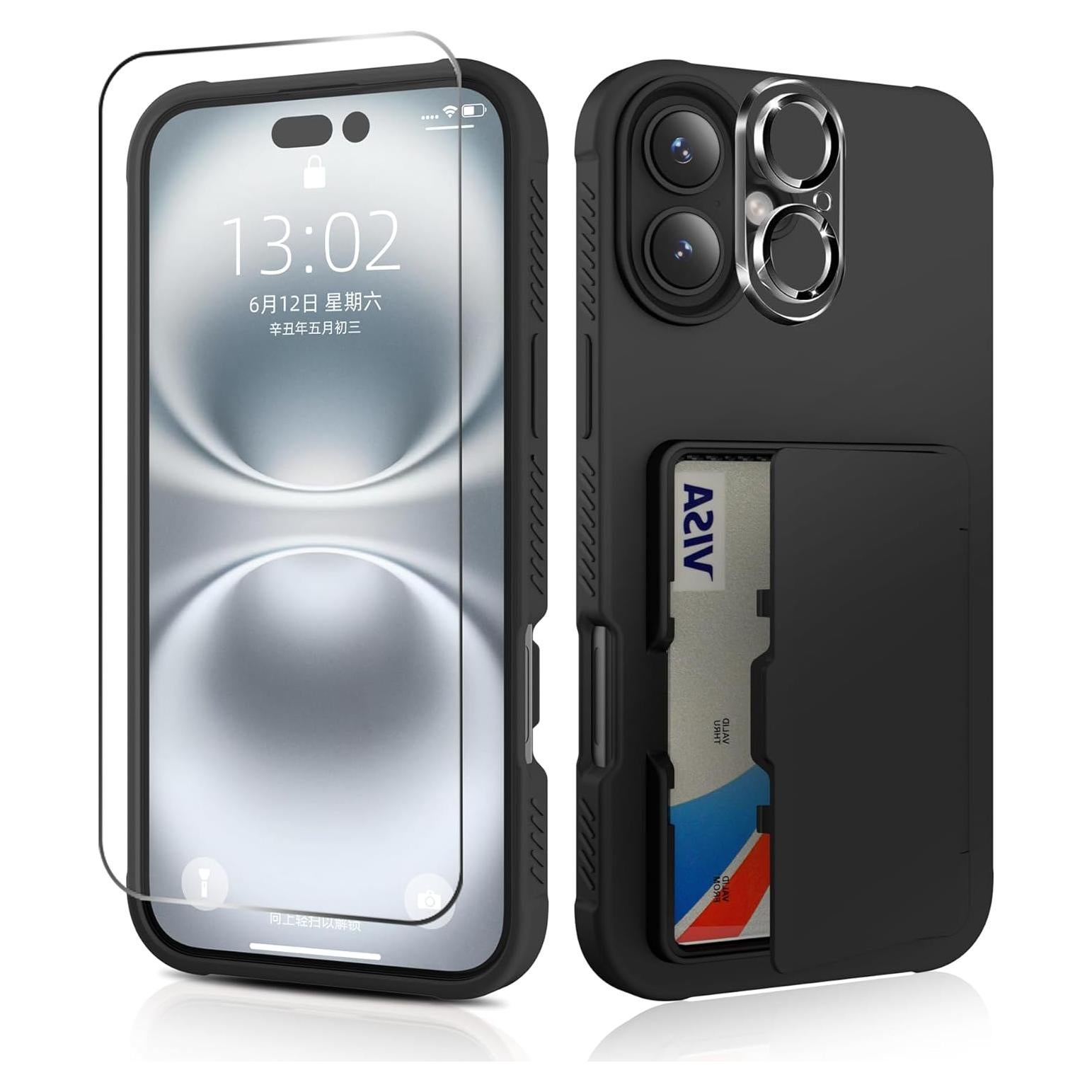 Funda para iPhone 16 6.1" BANLEA con soporte de tarjetas y espejo