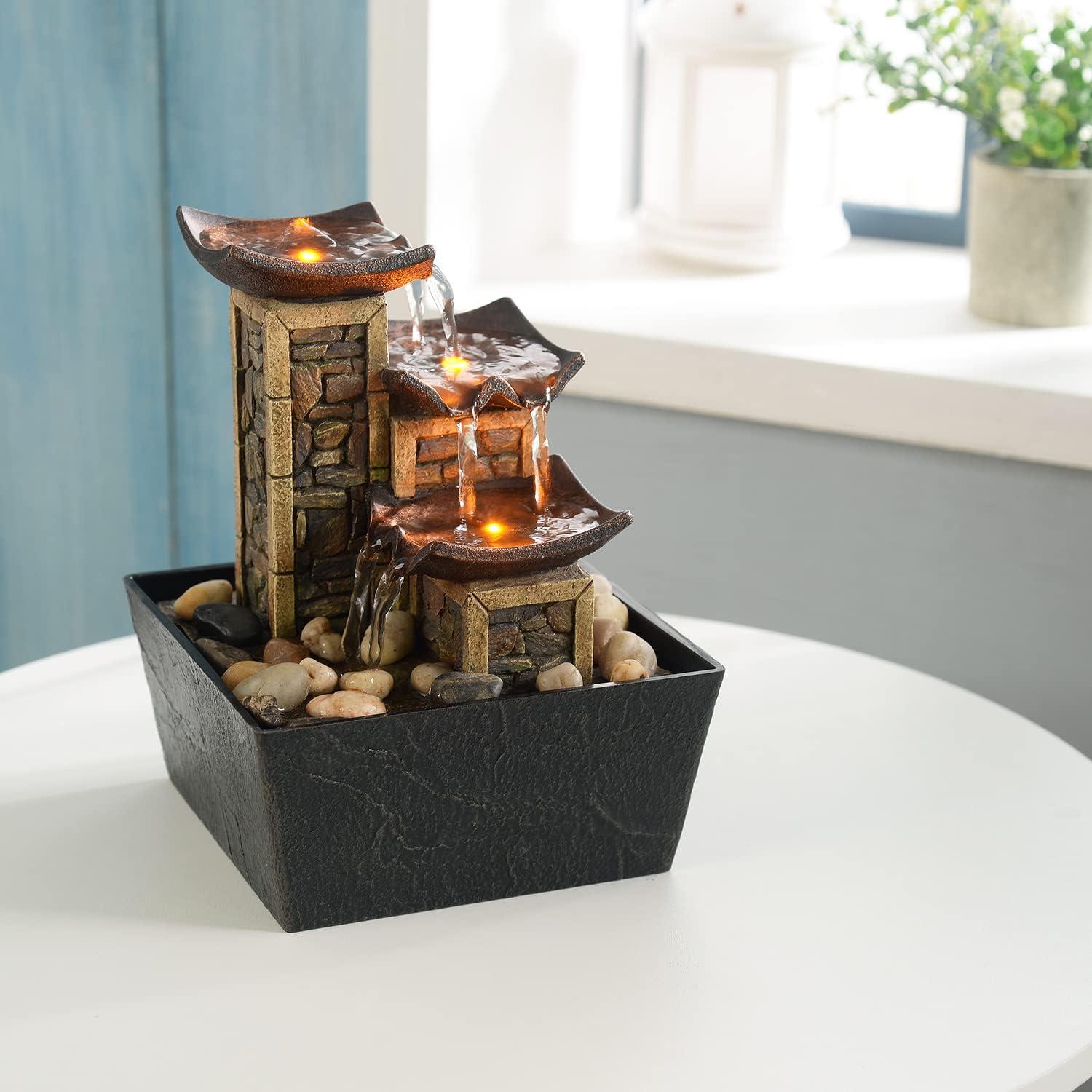 Fuente de Mesa GOSSI 3 Niveles Iluminada 22.6cm Relax