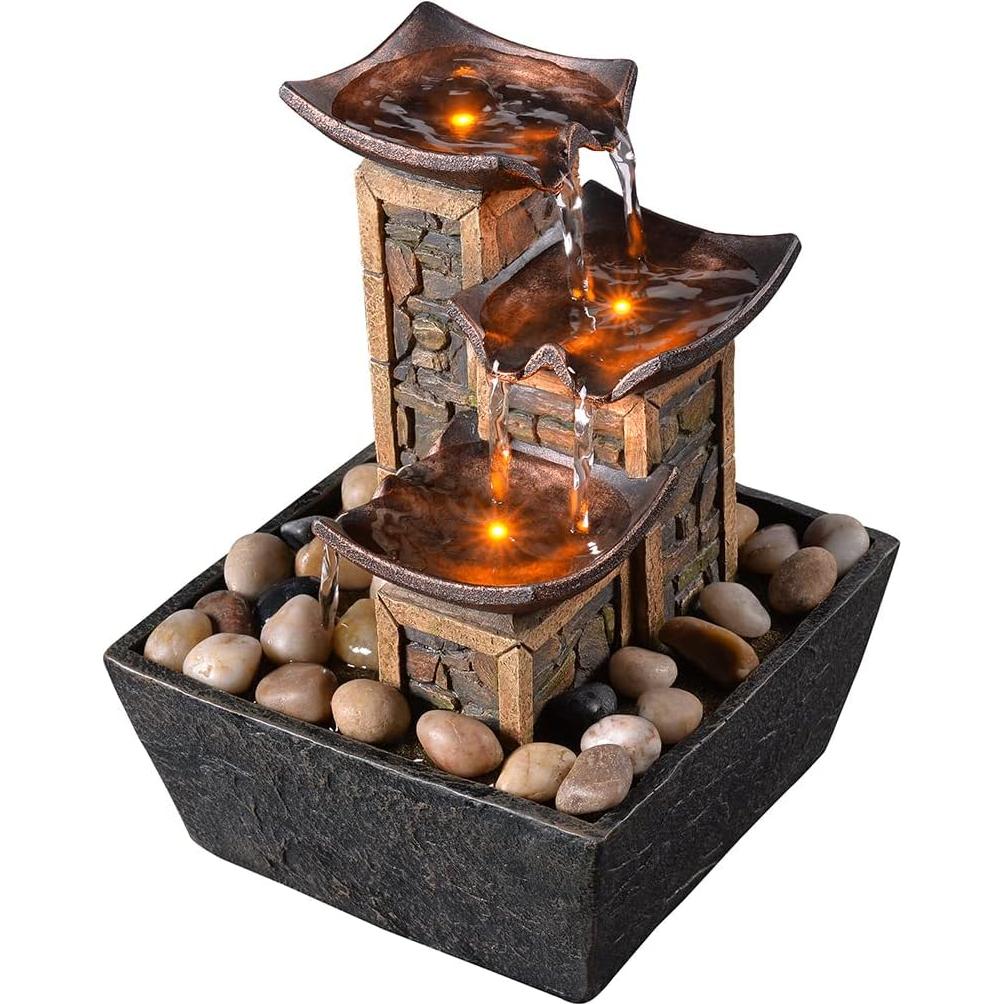 Fuente de Mesa GOSSI 3 Niveles Iluminada 22.6cm Relax