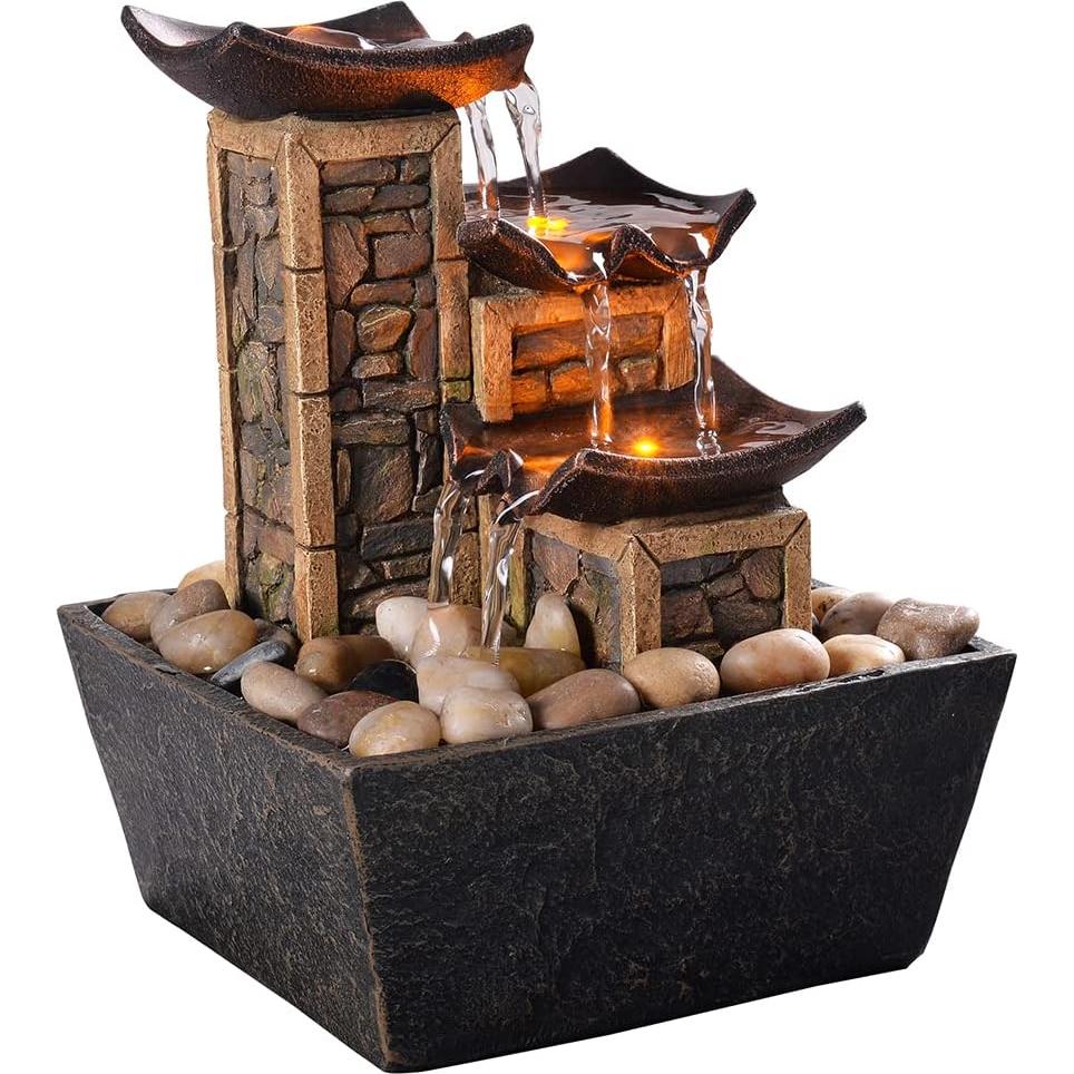 Fuente de Mesa GOSSI 3 Niveles Iluminada 22.6cm Relax