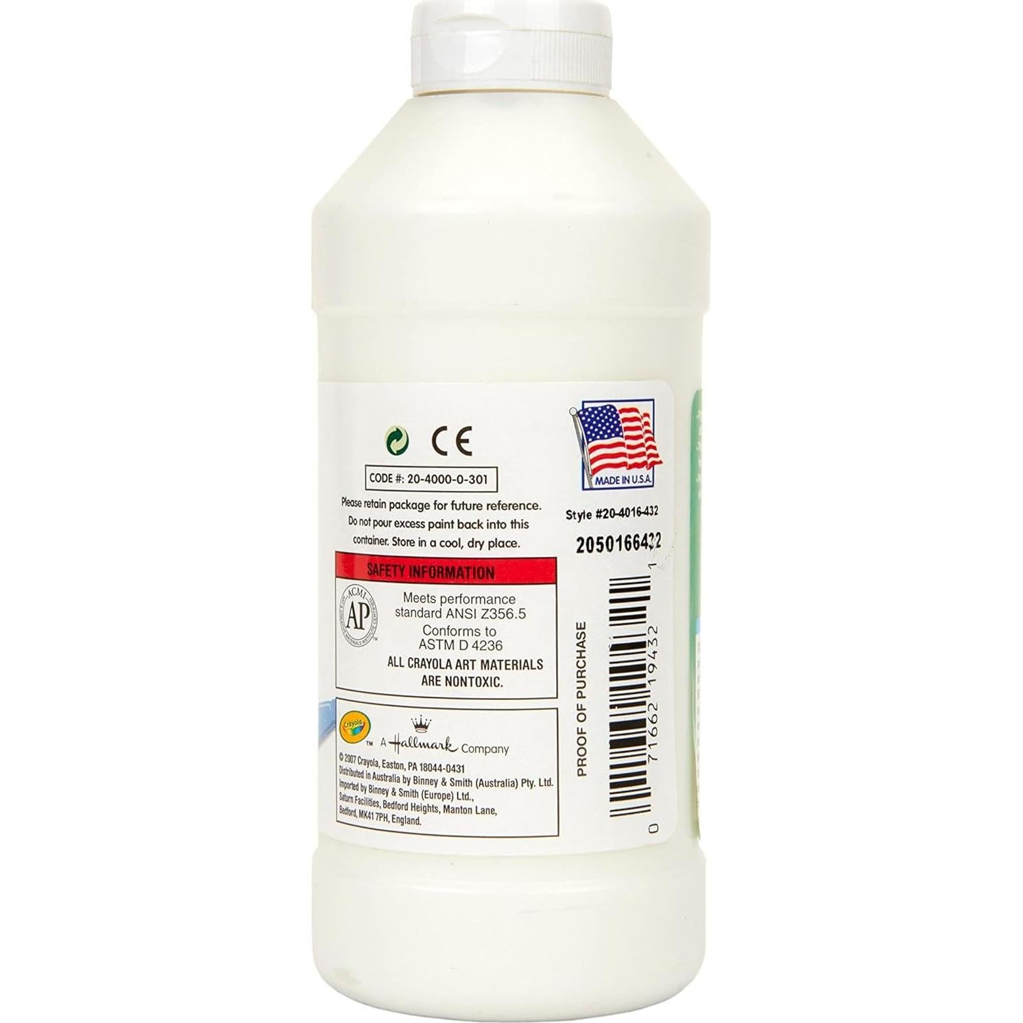 Pintura Acrílica Crayola 16 oz Blanco Titanio - No Tóxica