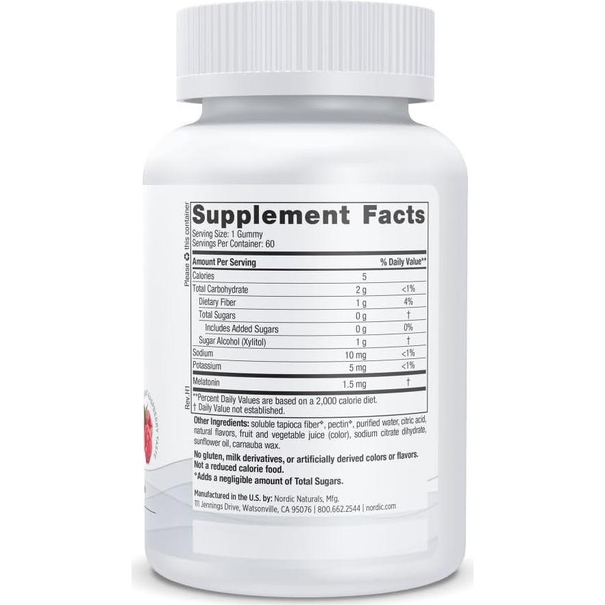 Gomitas de Melatonina Sin Azúcar Nordic Naturals 60 Unidades 1.5 mg