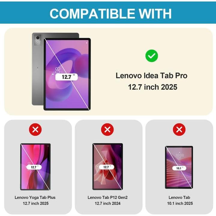 Funda Inteligente ProCase para Lenovo Idea Tab Pro 12.7" 2025 - Negra