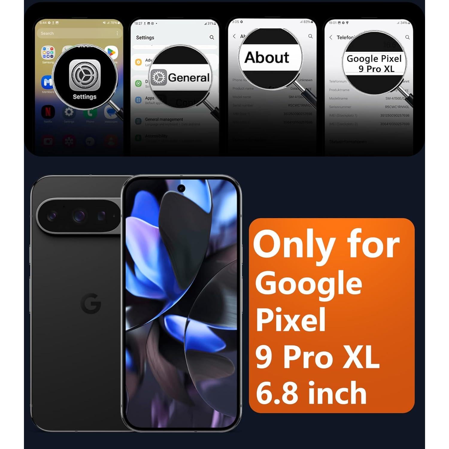 Funda Magnética FNTCASE para Google Pixel 9 Pro XL Azul