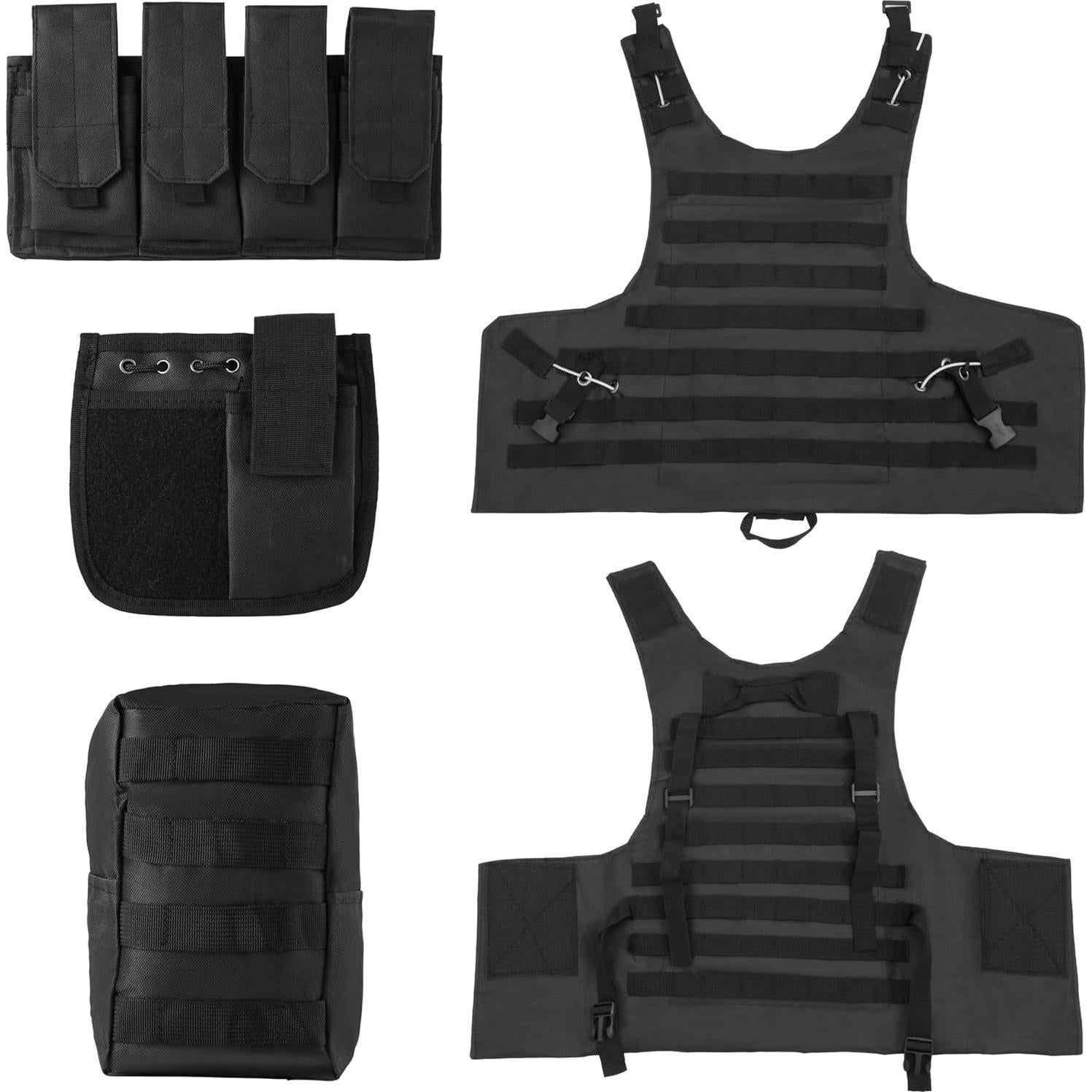 Conjunto Chaleco Táctico Ouraqto Airsoft Negro S-XXL