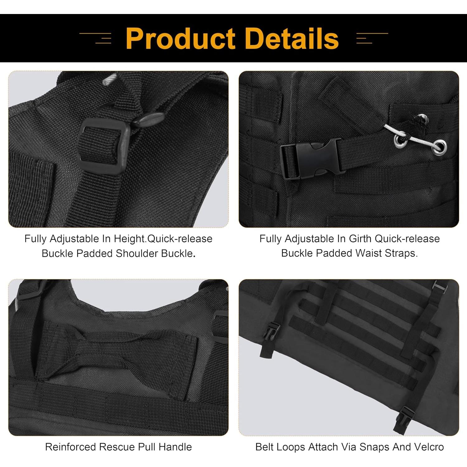 Conjunto Chaleco Táctico Ouraqto Airsoft Negro S-XXL