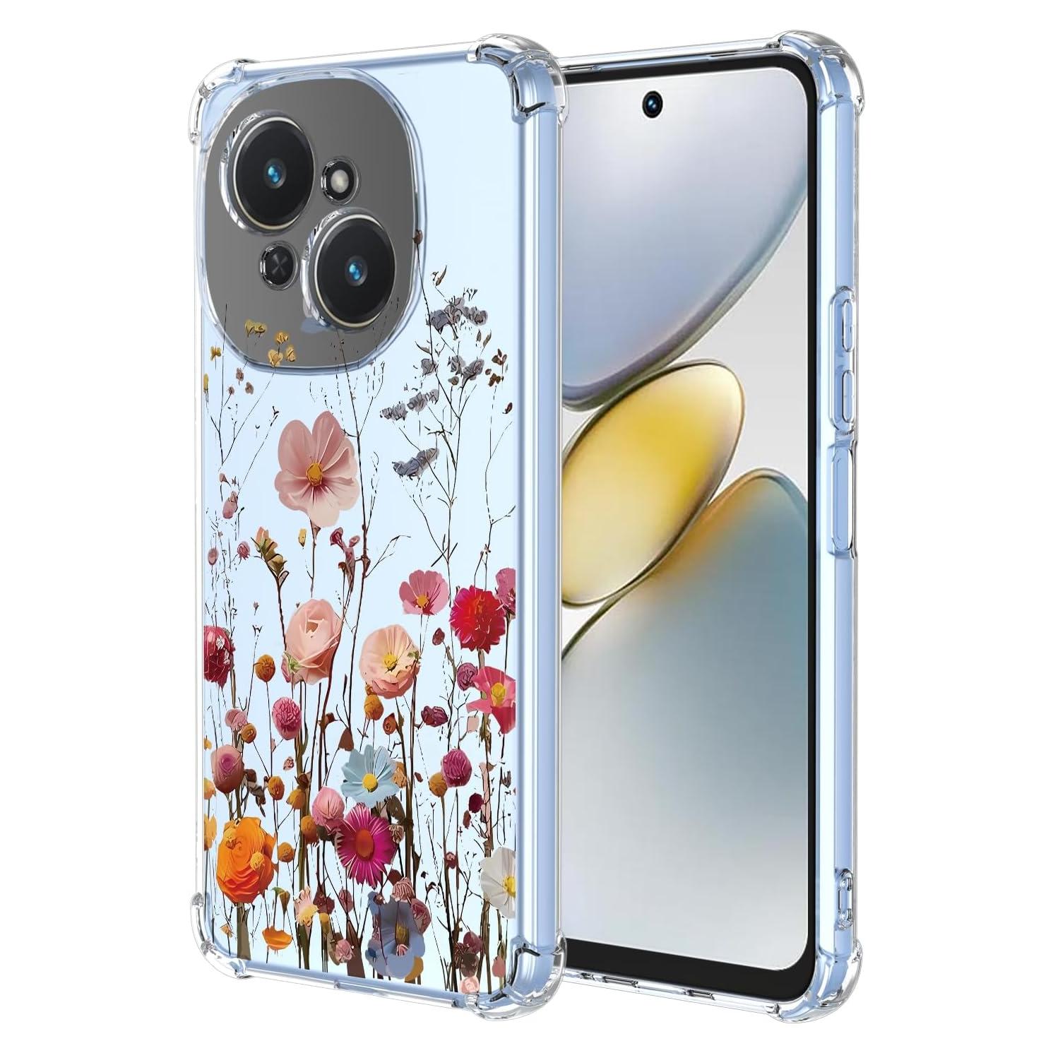 Funda Floral Transparente para Tecno Spark GO 1 y Pop 9