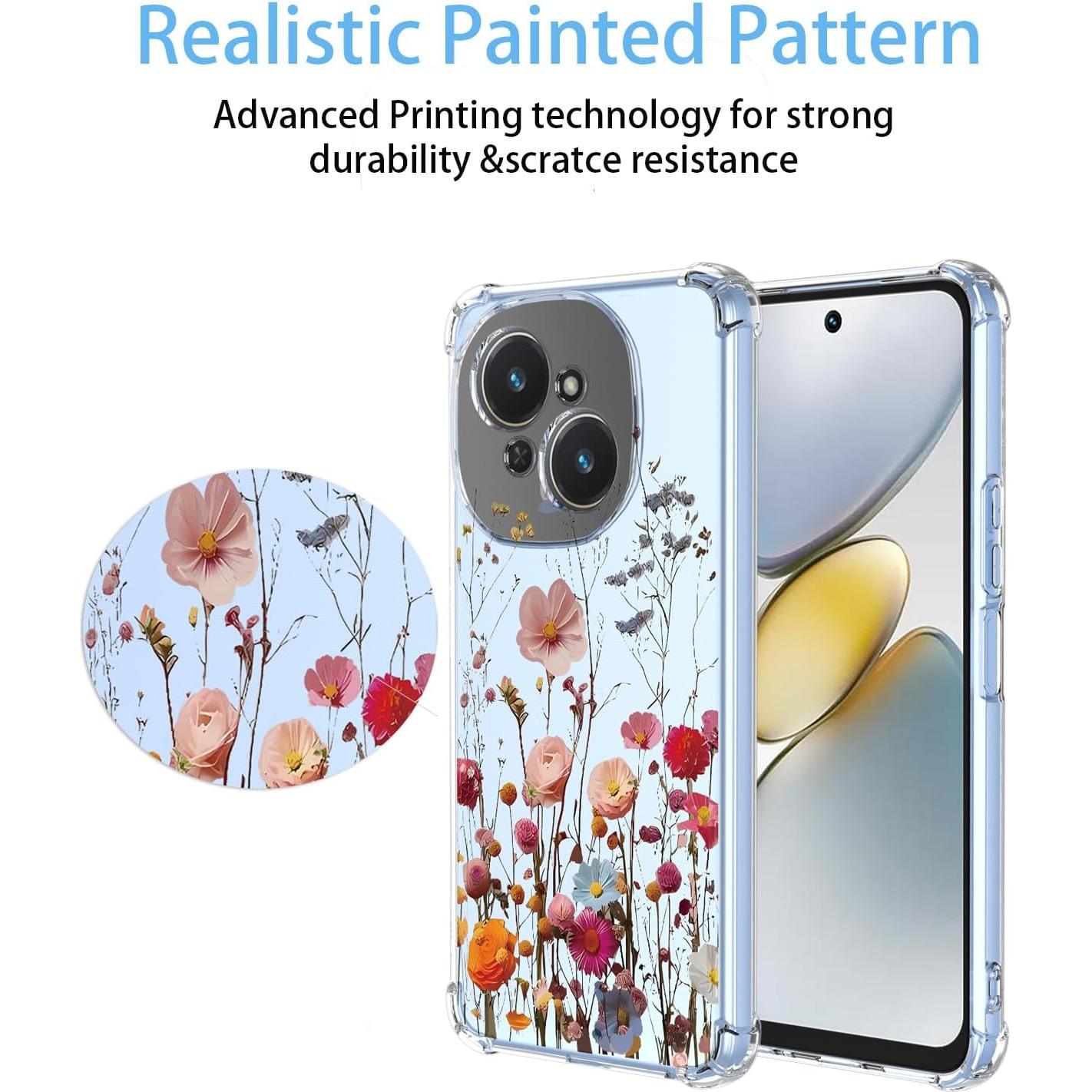 Funda Floral Transparente para Tecno Spark GO 1 y Pop 9