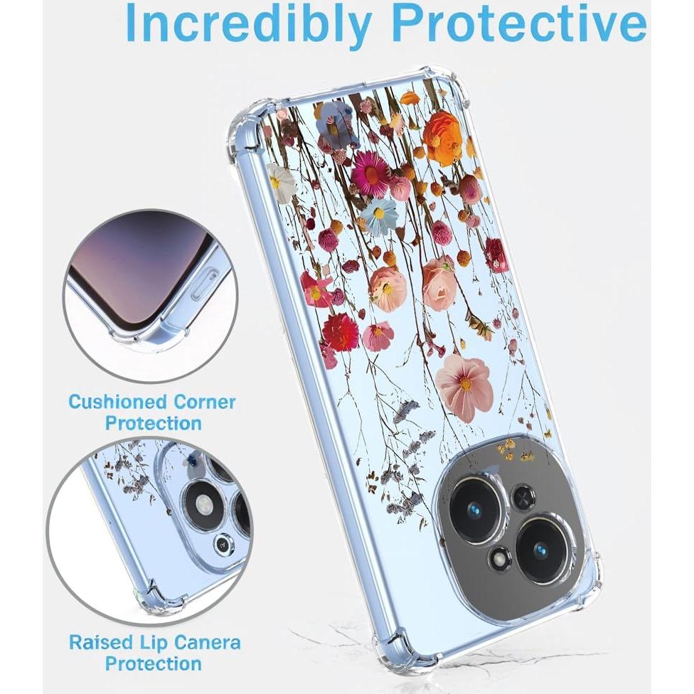 Funda Floral Transparente para Tecno Spark GO 1 y Pop 9