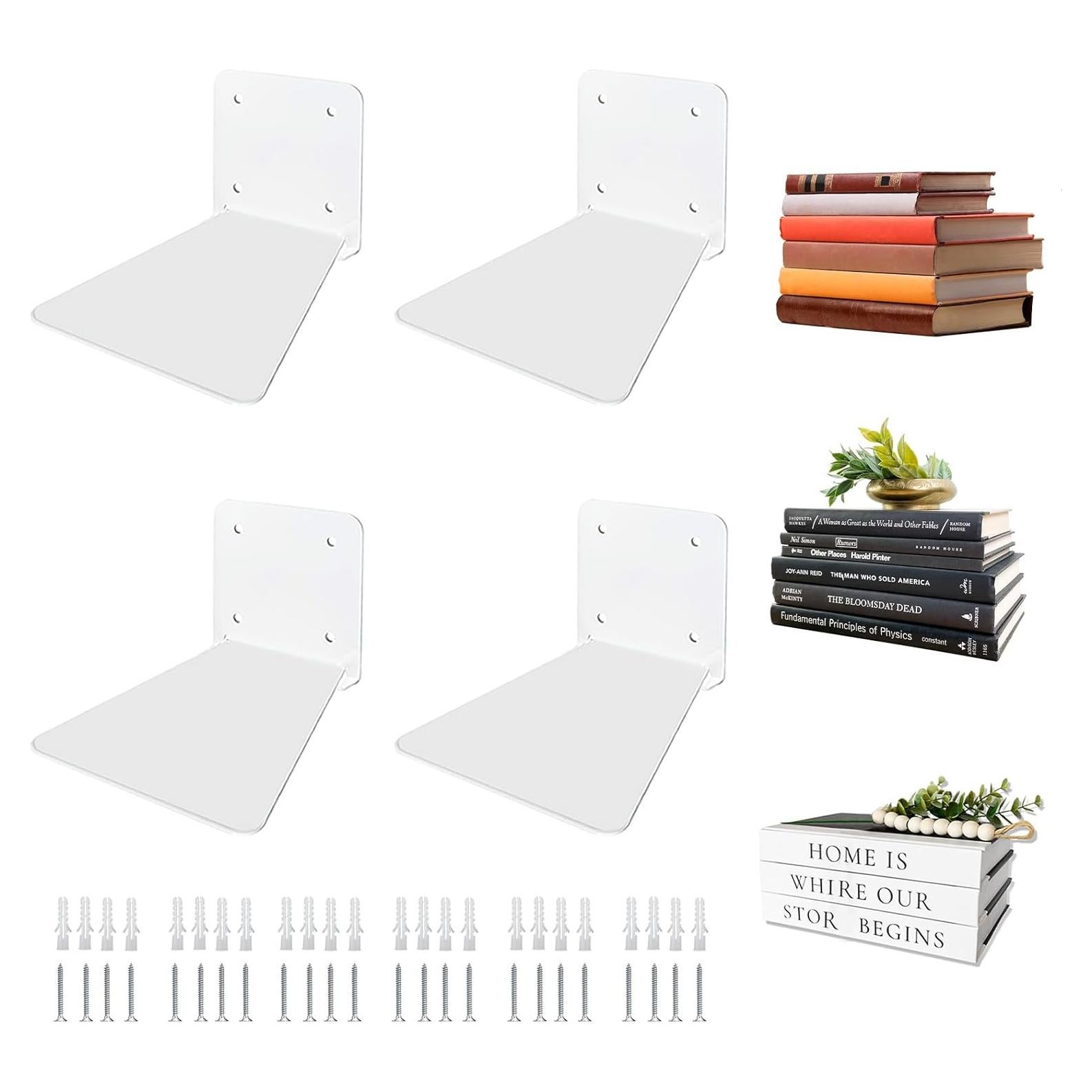 Estantería Flotante Invisible Atsgke - 4 PZS Blanca Moderna