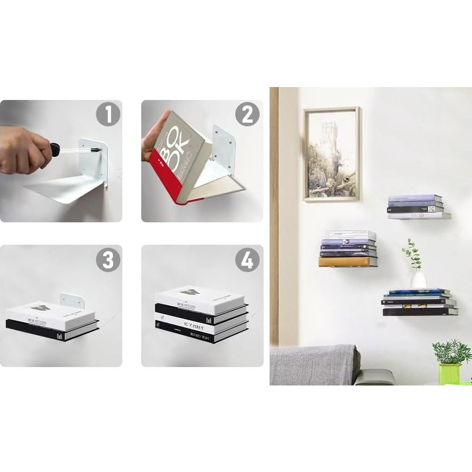 Estantería Flotante Invisible Atsgke - 4 PZS Blanca Moderna