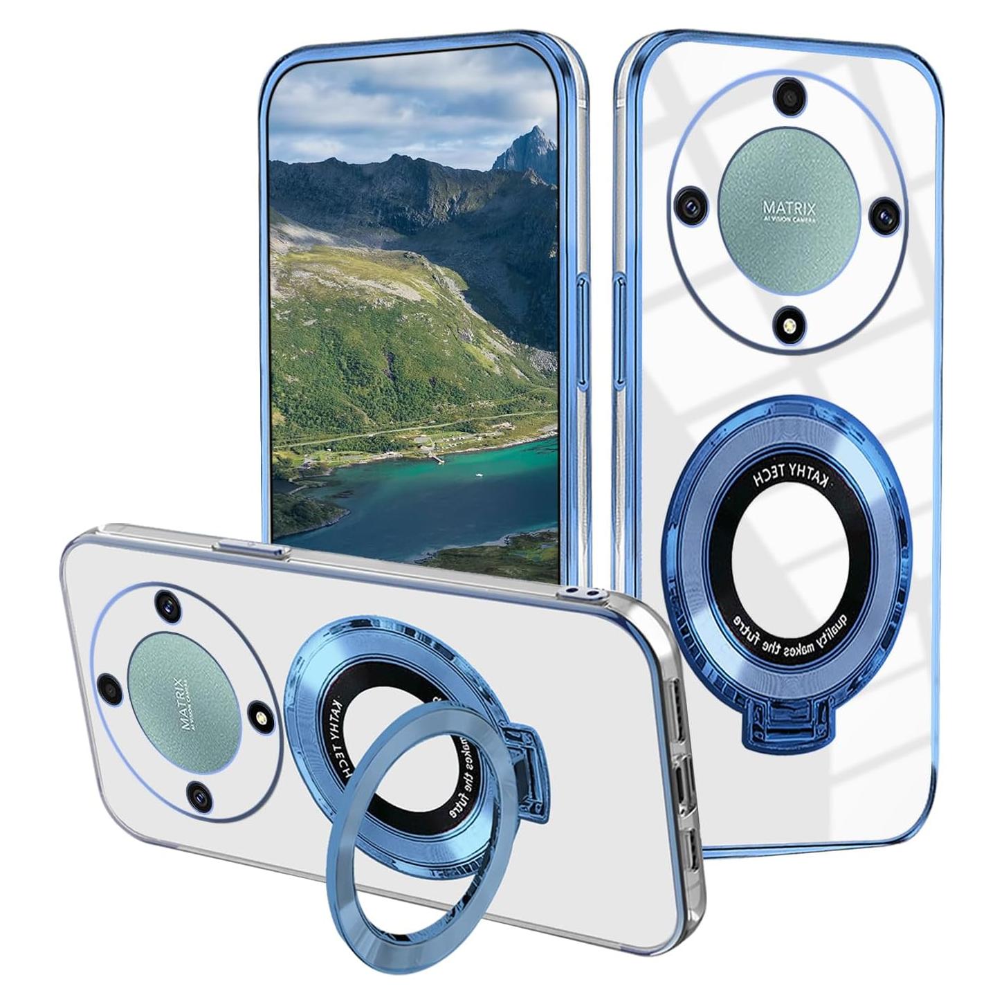 Funda Magnética Honor Magic 5 Lite Azul Silicona Antigolpes