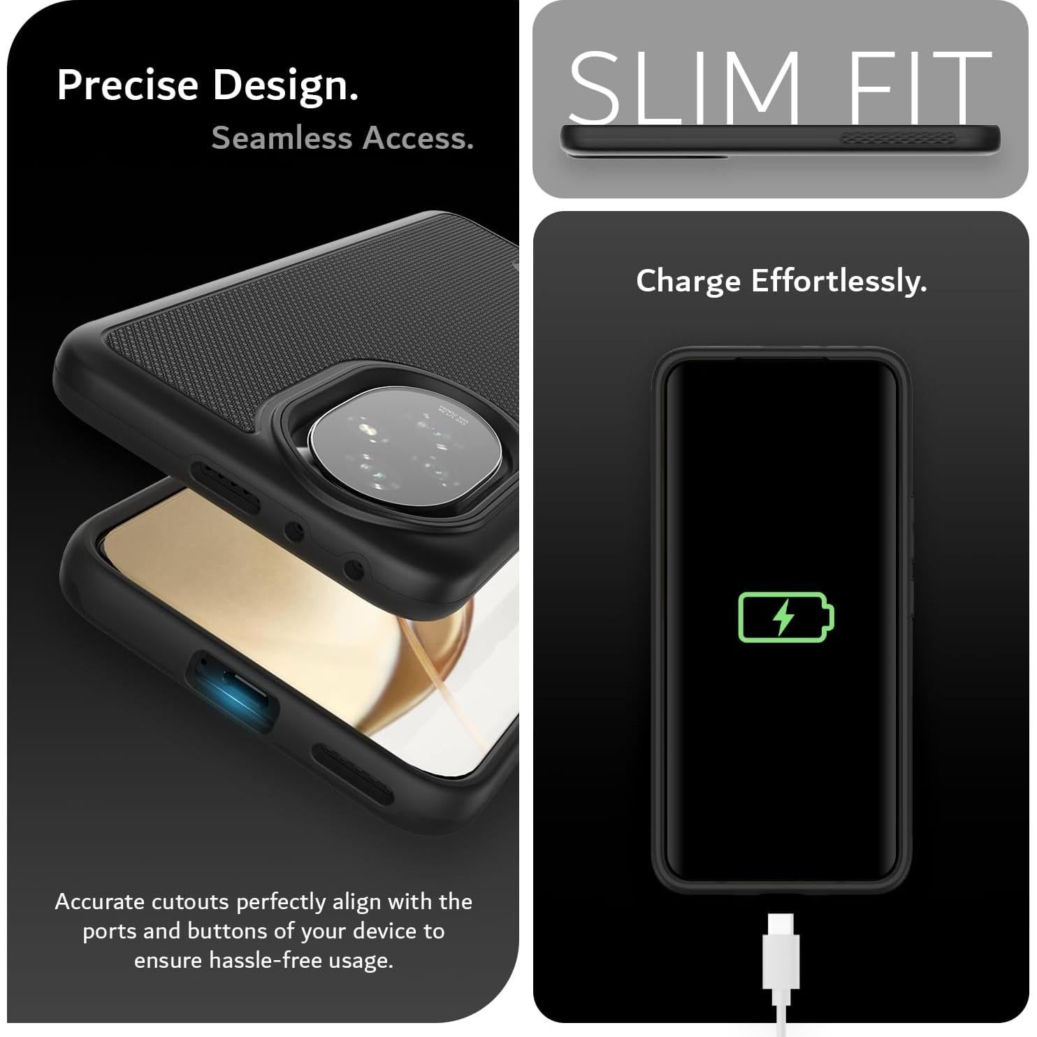 Funda TUDIA DualShield para Honor 200 5G, Grado Militar, Negro Mate