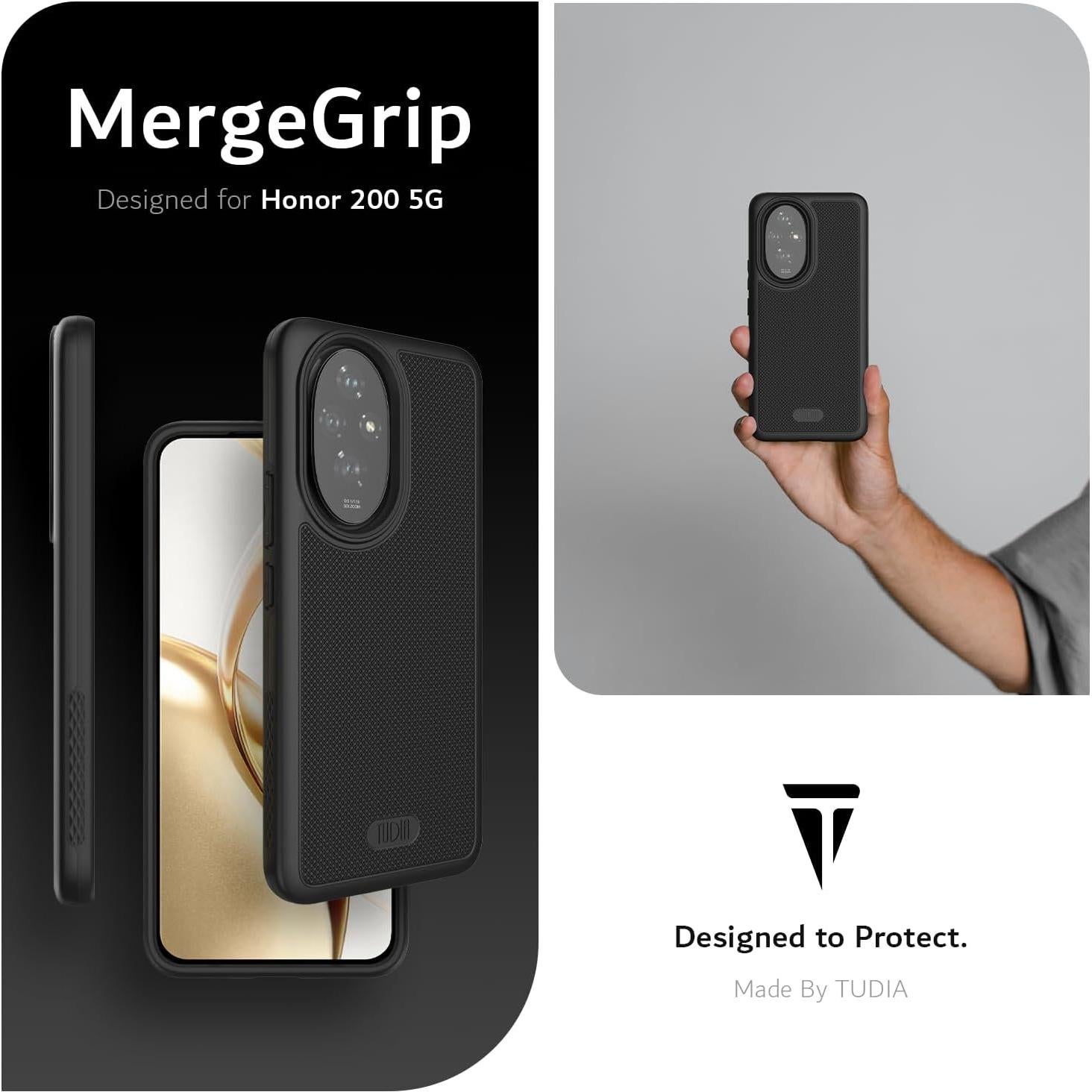 Funda TUDIA DualShield para Honor 200 5G, Grado Militar, Negro Mate