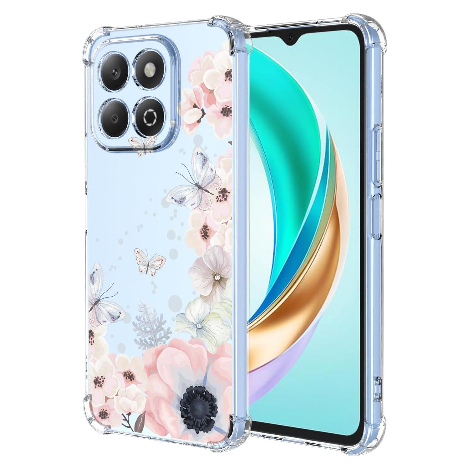 Funda Honor X6B Floral Rosa Antigolpes TPU Transparente