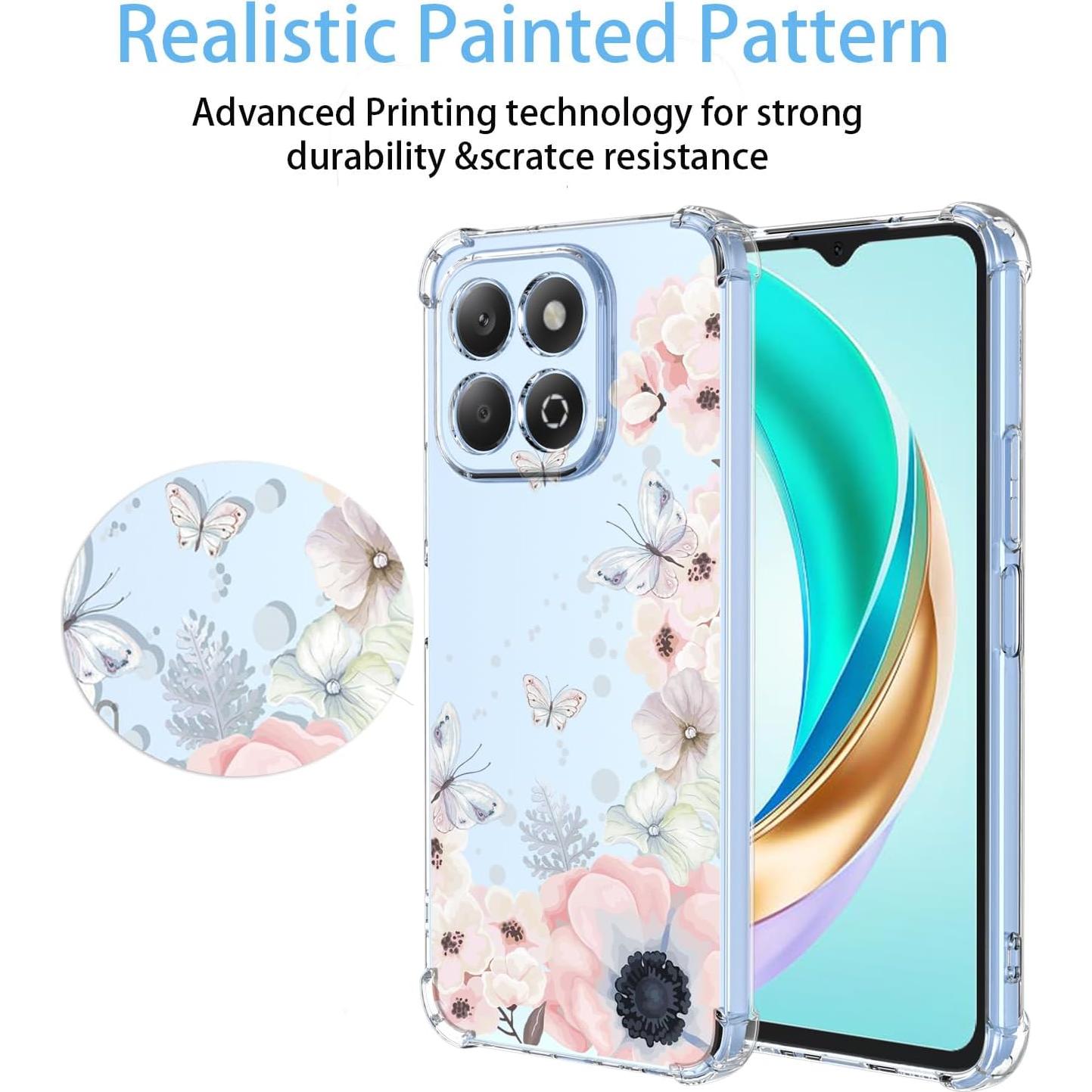 Funda Honor X6B Floral Rosa Antigolpes TPU Transparente