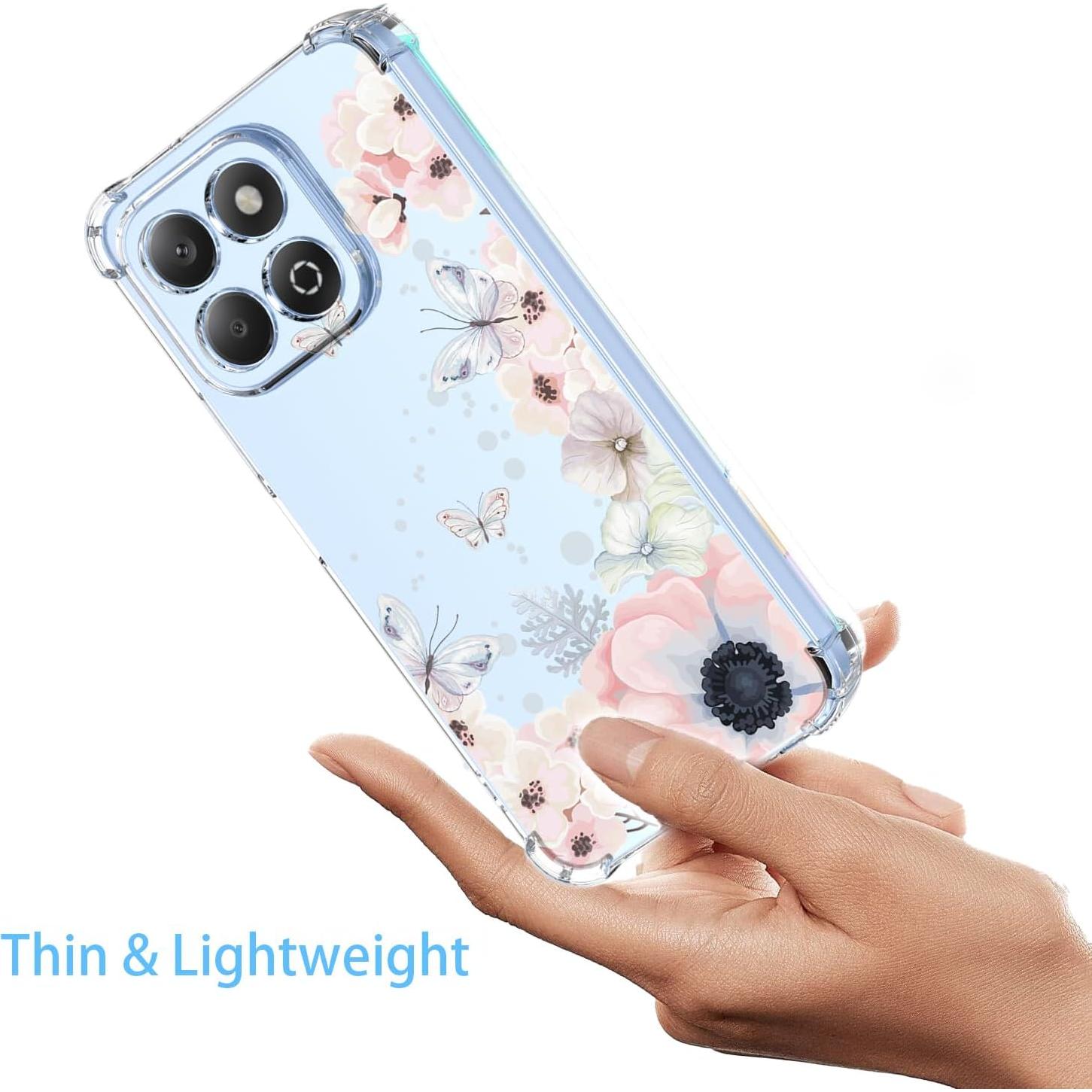 Funda Honor X6B Floral Rosa Antigolpes TPU Transparente