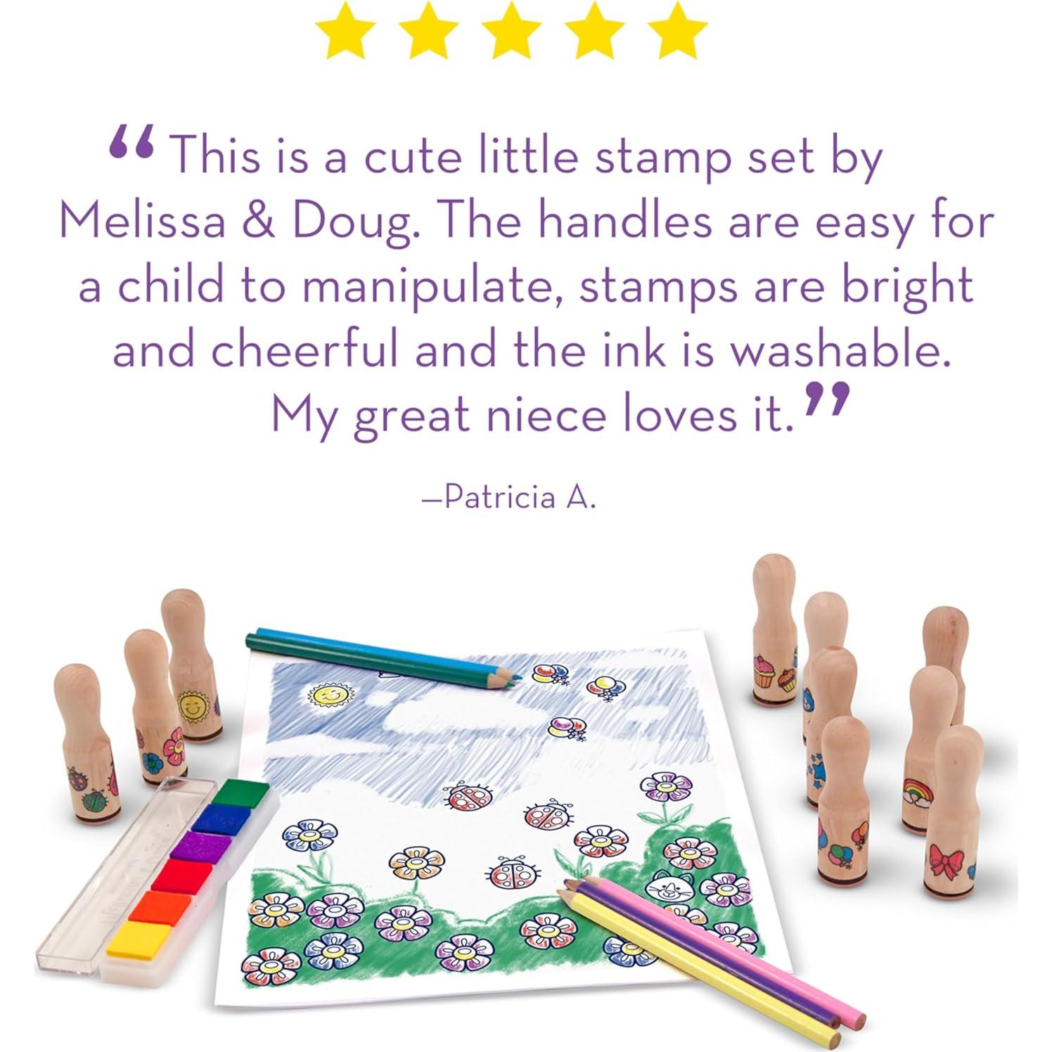 Set de Sellos de Goma Melissa & Doug con 10 Diseños y 5 Lápices