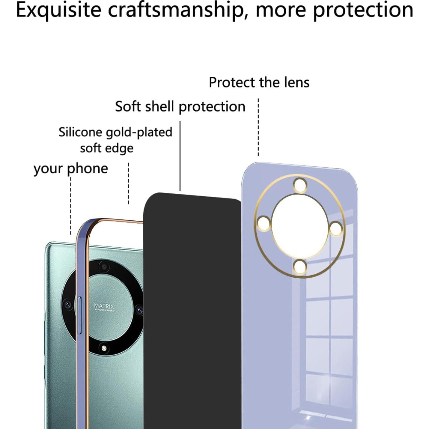 Funda Silicona TPU Honor Magic 5 Lite y X9a - Rosa y Púrpura