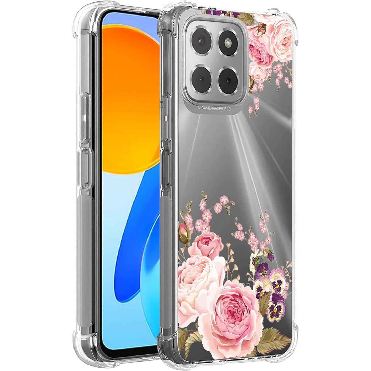 Funda Honor X8 5G / X6 5G / X6 4G / X6S / 70 Lite Floral Rosa