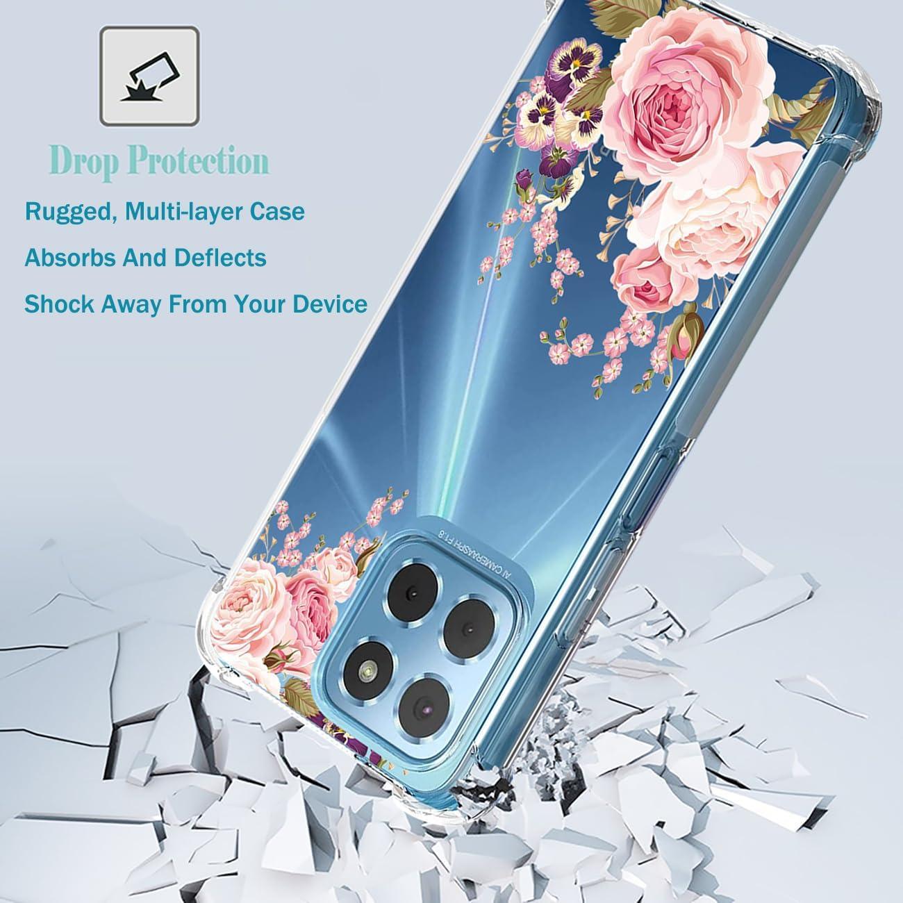 Funda Honor X8 5G / X6 5G / X6 4G / X6S / 70 Lite Floral Rosa