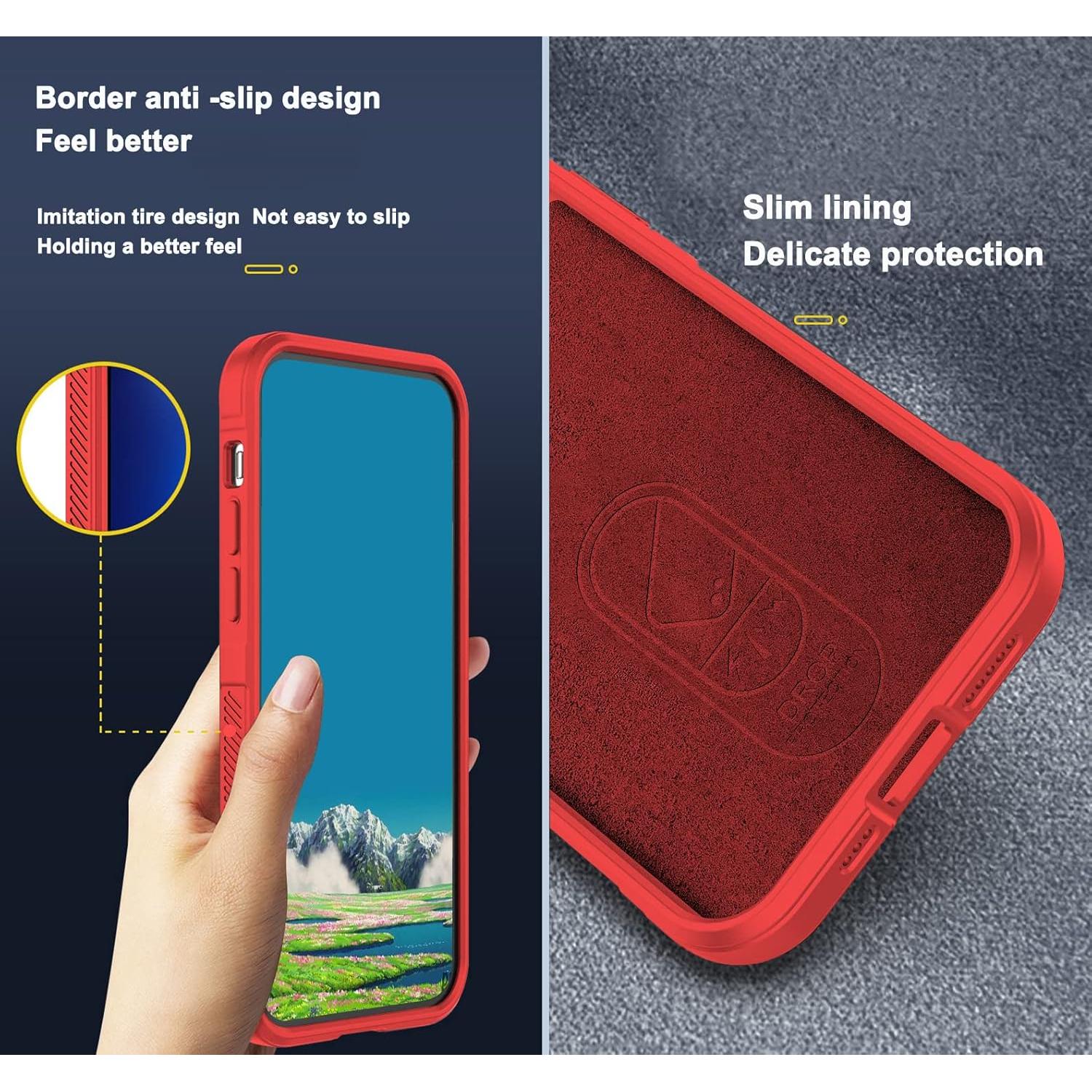 Funda Honor X6 Wousunly Silicona Anti-Fall Roja Ultra Delgada