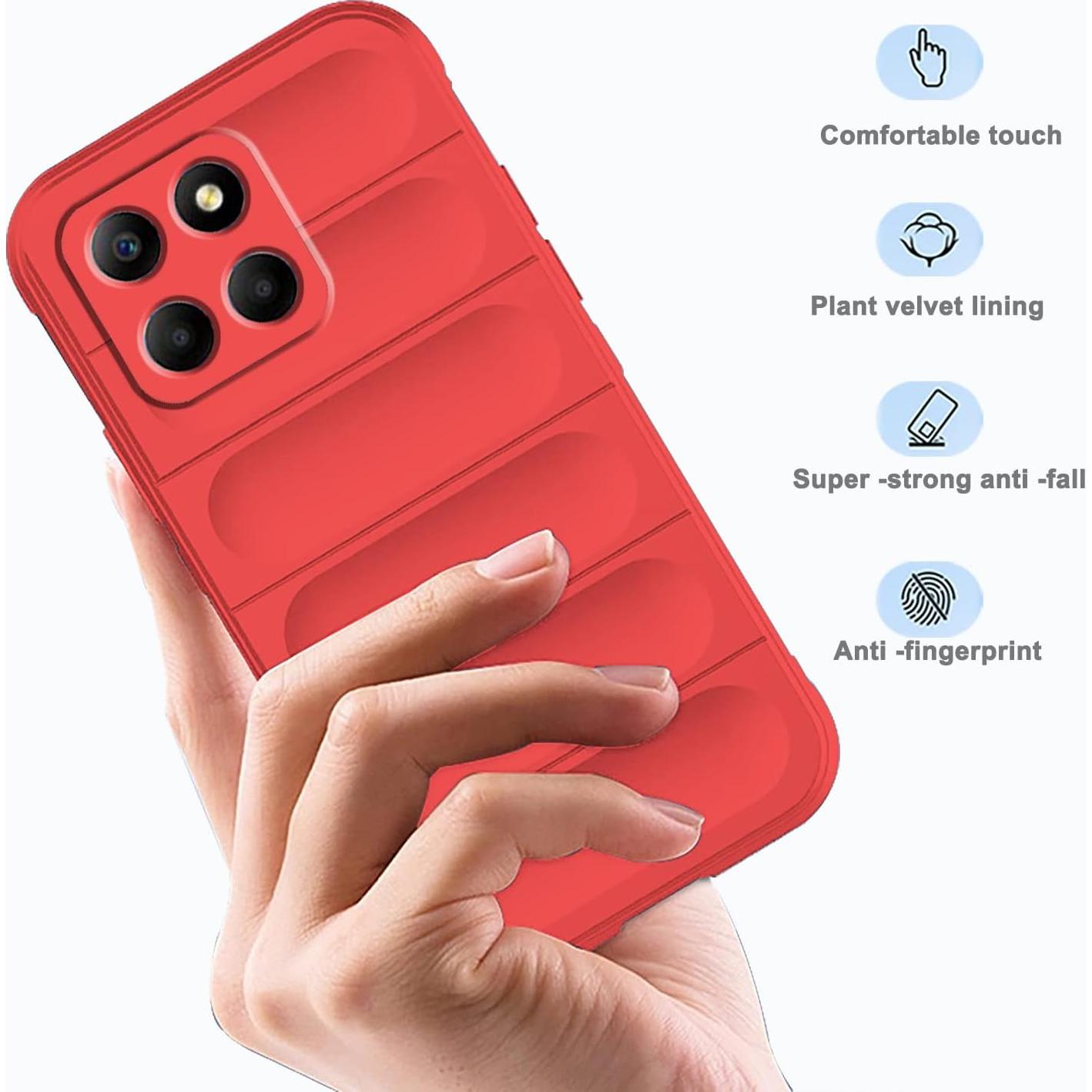Funda Honor X6 Wousunly Silicona Anti-Fall Roja Ultra Delgada