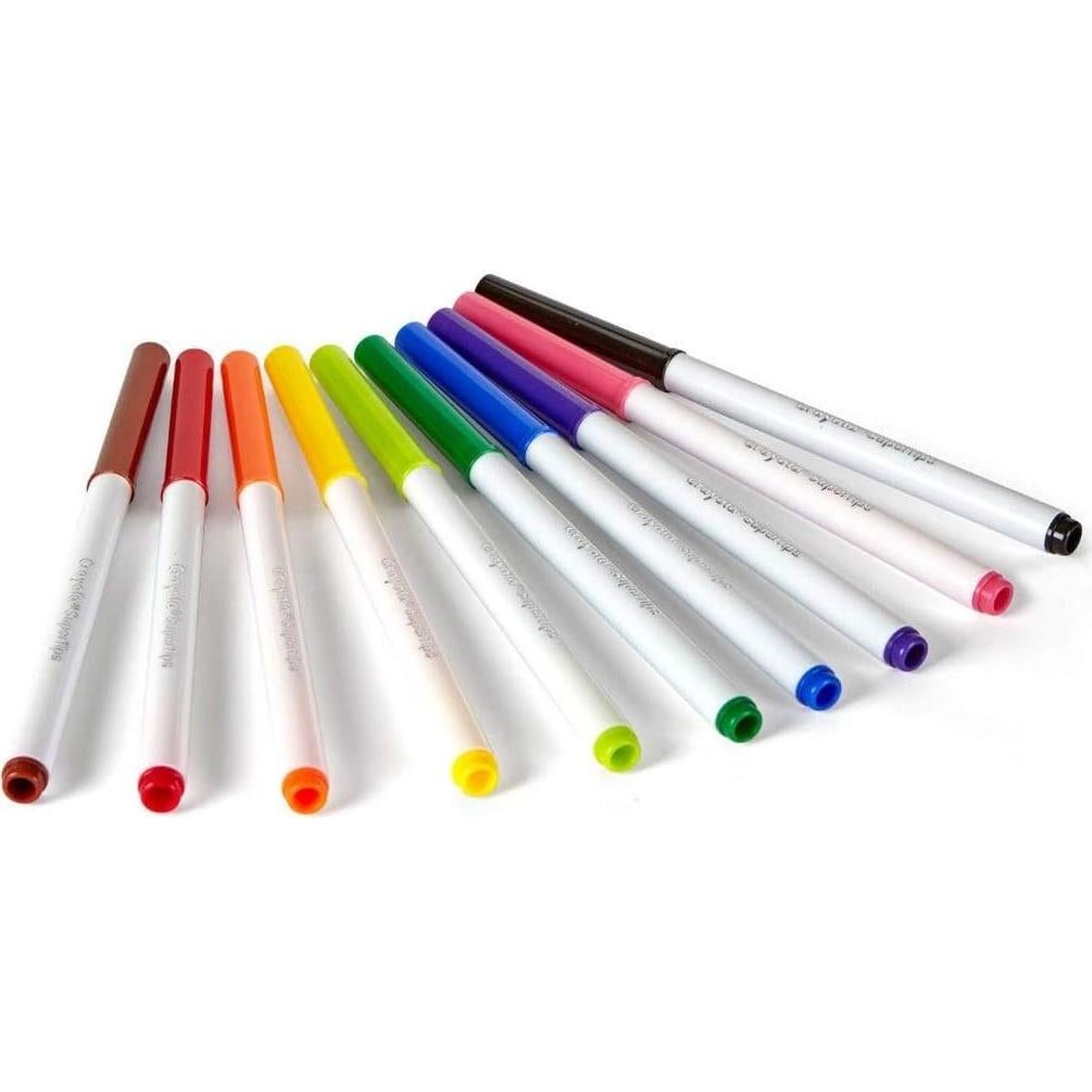 Marcadores Super Tips Lavables Crayola 10 Colores Punta Ancha/Fina
